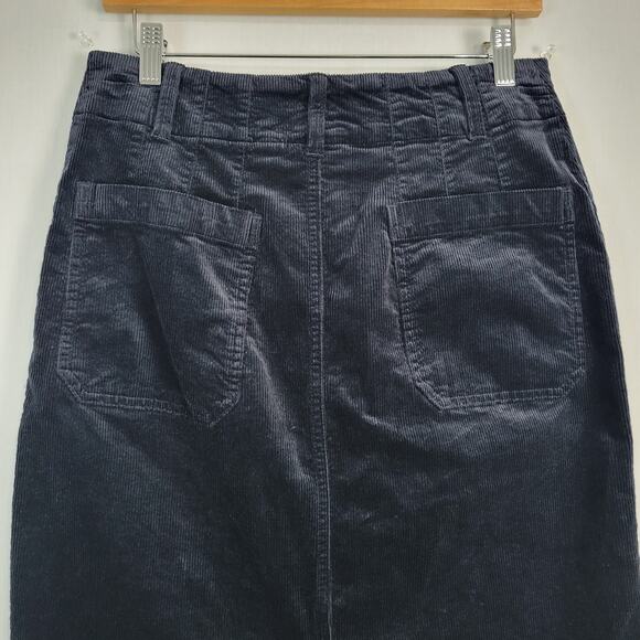 Maeve by Anthropologie Collette Corduroy Pencil Skirt sz M Navy patch pockets - Picture 11 of 12
